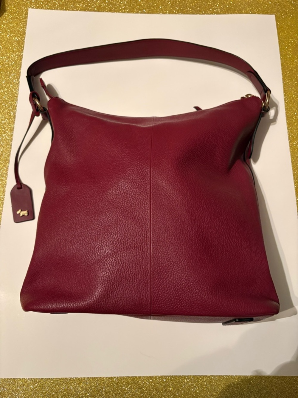 RADLEY LONDON Pebbled Leather Shoulder Bag in Deep Berry - Picture 4 of 16
